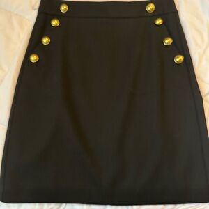 LOFT Black Pencil Skirt with Gold Buttons